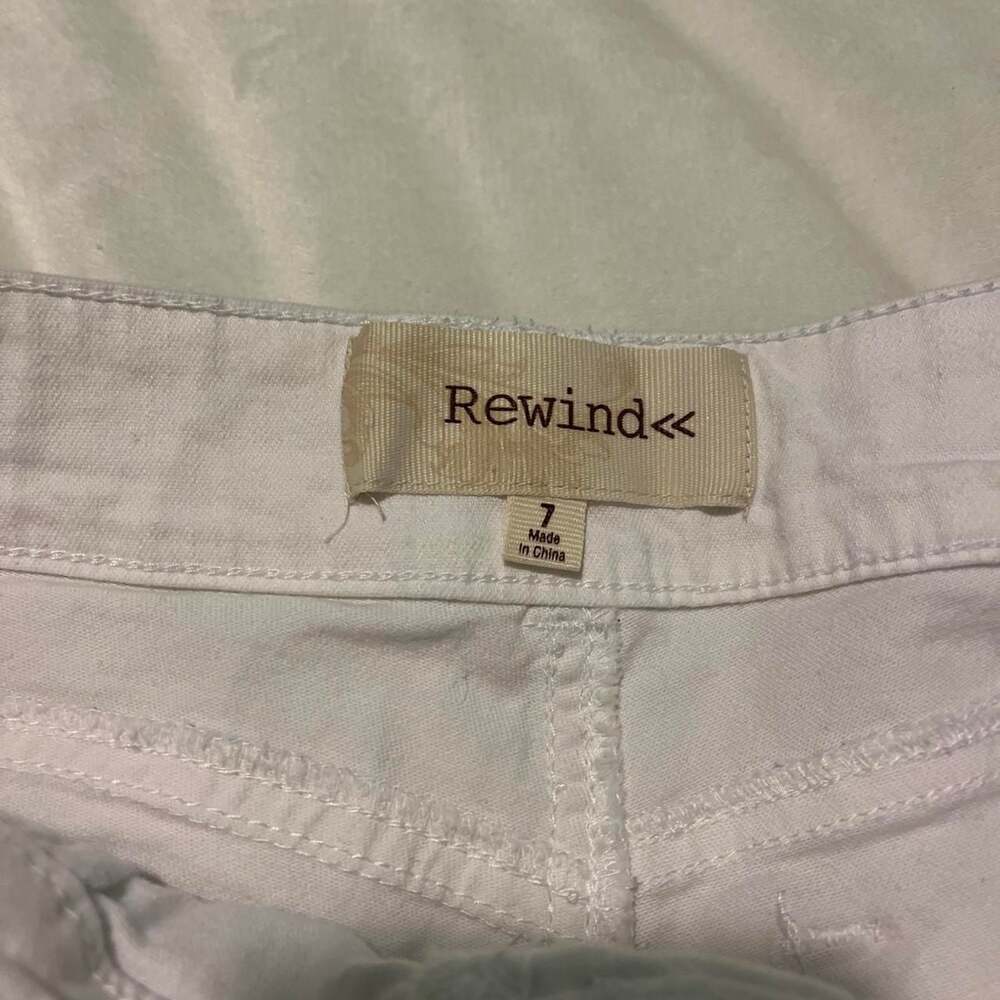 Rewind Low Rise Lace Trim White Denim Micro Mini Shorts - Picture 2 of 5
